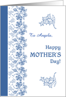 Custom Name Mother’s Day with Indigo Blue Patterns card