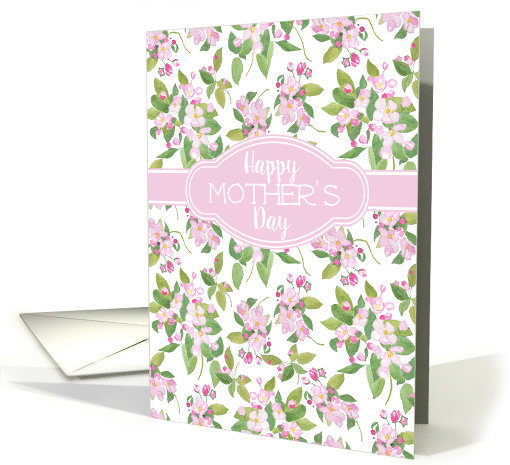 Mother's Day Pink Apple Blossom on White card (1425024)