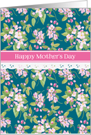 Mother’s Day Pink Apple Blossom on Deep Blue card