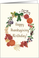 Thanksgiving Birthday Autumn Wreath on Cream card