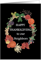 For Neighbors Thanksgiving Autumn Wreath card