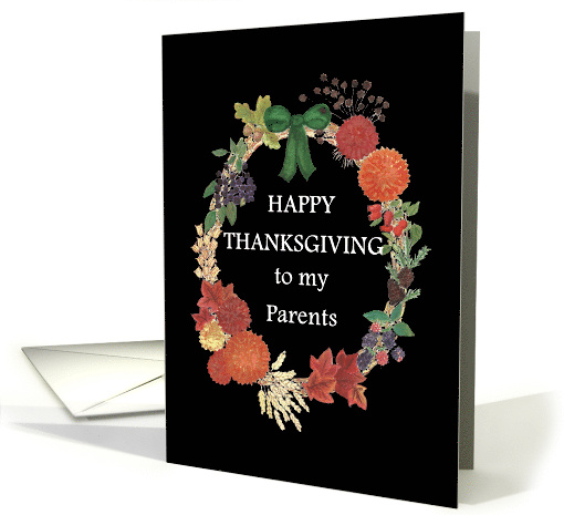 For Parents Thanksgiving Autumn Wreath card (1449902)