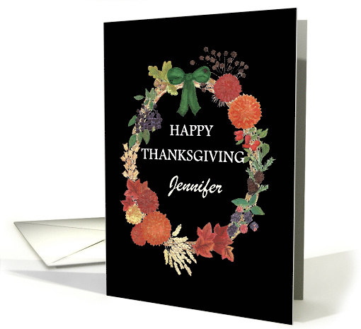 Custom Name Thanksgiving Autumn Wreath card (1449904)