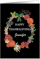 Custom Name Thanksgiving Autumn Wreath card