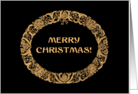 Chic Christmas Wreath Gold Effect on Black card