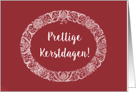 Christmas Wreath Dutch Greeting White on Deep Red card