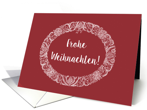 Christmas Wreath German Greeting White on Deep Red card (1456018)