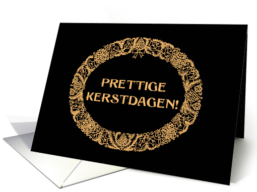 Christmas Wreath Dutch Greeting Gold Effect on Black card (1456298)