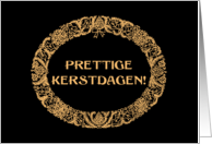 Christmas Wreath Dutch Greeting Gold Effect on Black card