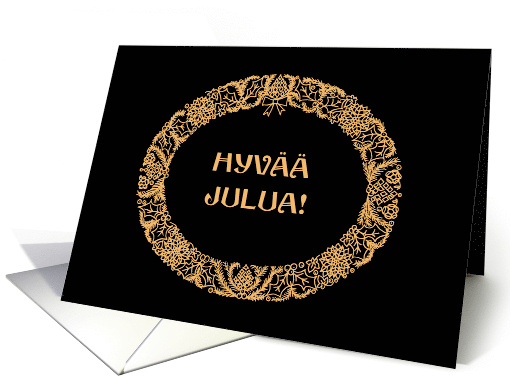 Christmas Wreath Finnish Greeting Gold Effect on Black card (1456304)
