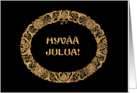 Christmas Wreath Finnish Greeting Gold Effect on Black card