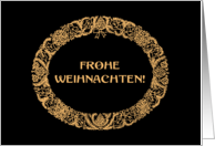 Christmas Wreath German Greeting Gold Effect on Black card