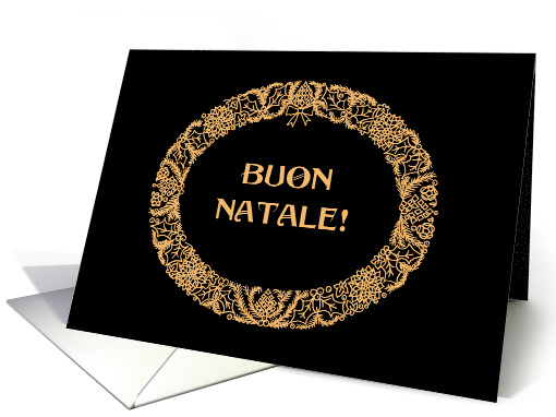 Christmas Wreath Italian Greeting Gold Effect on Black card (1456320)