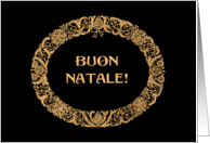 Christmas Wreath Italian Greeting Gold Effect on Black card