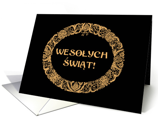 Christmas Wreath Polish Greeting Gold Effect on Black card (1456328)