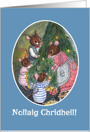 Christmas Tree with Scottish Gaelic Greeting and Cute Mice Blank Insid card