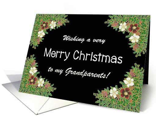 Floral Custom Front Christmas Roses, Hellebores, for Grandparents card