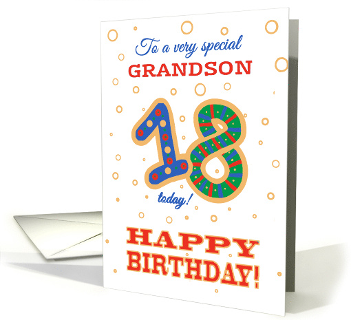 Grandson's 18th Birthday with Colourful Patterns card (1508492)