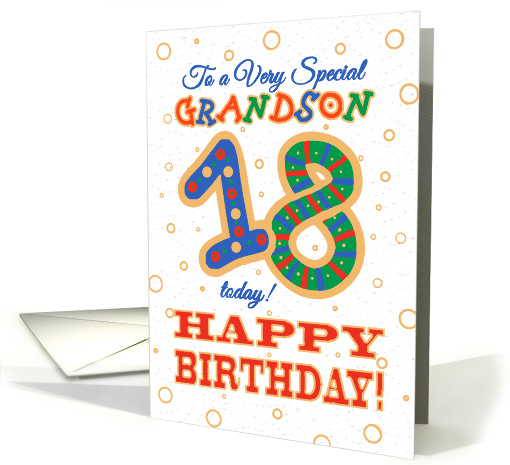 Colourful 18th Birthday Card for Special Grandson card (1508492) Colourful 18th Birthday Card for Special Grandson card (1508492)