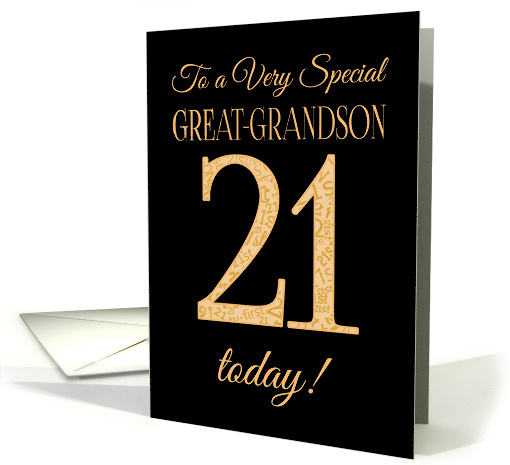 Great Grandson's 21st Birthday with Chic Gold Lettering on Black card