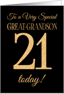 Great Grandson’s 21st Birthday with Chic Gold Lettering on Black card