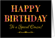 For Cousin’s Birthday in Bright Tartan and Yellow on Black card