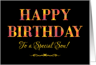 For Son’s Birthday in Bright Tartan and Yellow on Black card