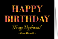 For Boyfriend’s Birthday in Bright Tartan and Yellow on Black card