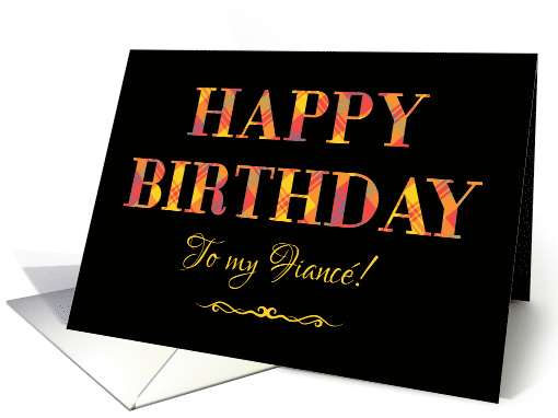 For Fiance's Birthday in Bright Tartan and Yellow on Black card