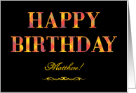 Custom Name Birthday in Bright Tartan and Yellow on Black card