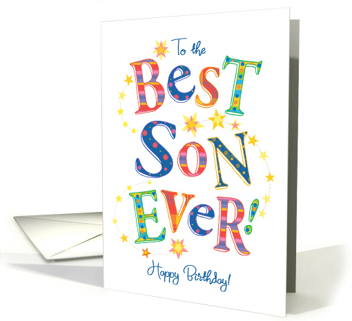 Son's Birthday Brightly Coloured Best Son Ever Text card (1530682)