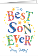 Son’s Birthday Brightly Coloured Best Son Ever Text card