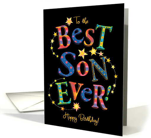 For Best Son Ever Birthday Bright Colours on Black card (1530684)