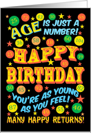 Bright Text-based Birthday Card for Any Age on Black card