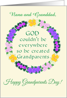 Custom Name Grandparents Day Nana and Granddad Floral Wreath card