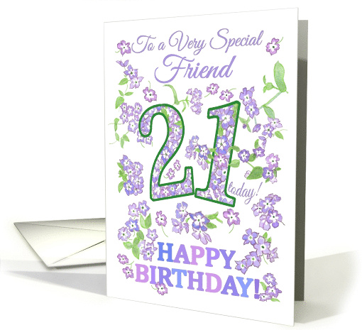 For Girlfriend 21st Birthday with Pretty Floral Patterns card