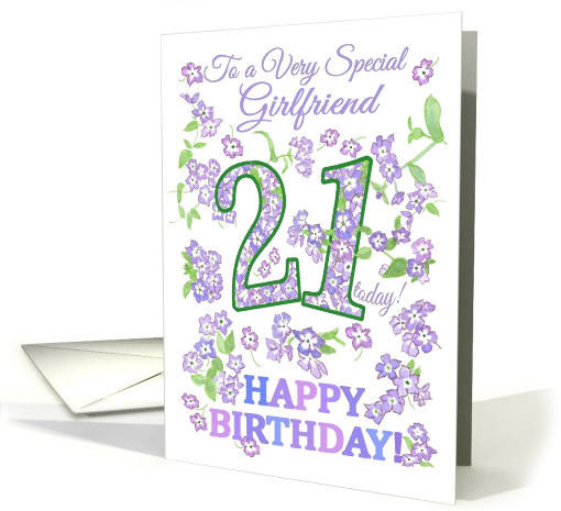 For Girlfriend 21st Birthday with Pretty Floral Patterns card