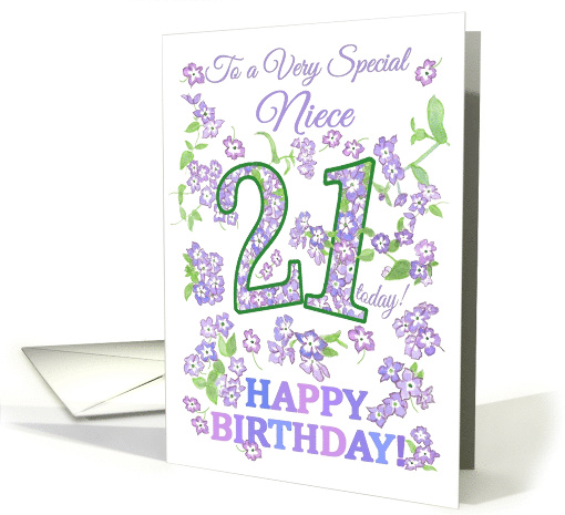 For Niece 21st Birthday with Pretty Floral Patterns card (1534210)
