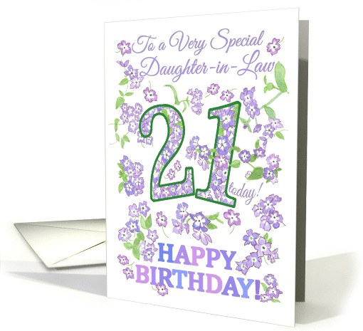 For Daughter in Law 21st Birthday with Pretty Floral Patterns card