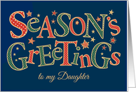 Season’s Greetings, for Daughter, Red, Green, White Polka Dot card