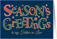 Season’s Greetings, for Father-in-Law, Red, Green, White Polka Dot card