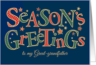 Season’s Greetings, for Great-grandfather, Red, Green, White Polkas card