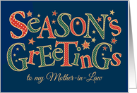 Season’s Greetings, for Mother-in-Law, Red, Green, White Polkas card