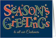 Season’s Greetings, for Customers, Red, Green, White Polkas card