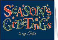 Season’s Greetings, for Tutor, Red, Green, White Polkas card