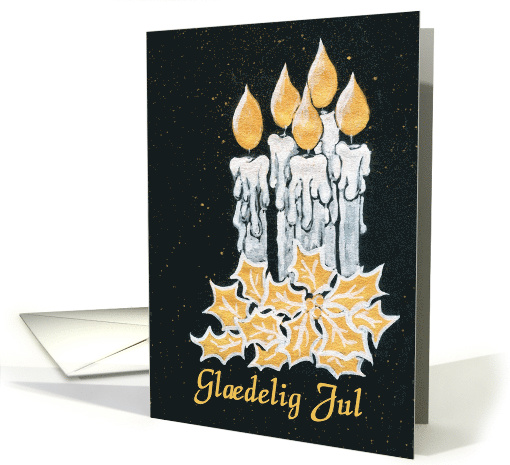 Christmas Candles and Holly, Danish Greeting card (1540294)