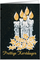 Christmas Candles and Holly, Dutch Greeting card