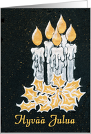 Christmas Candles and Holly, Finnish Greeting card