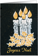 Christmas Candles and Holly, French Greeting card