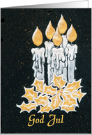 Christmas Candles and Holly, Swedish Greeting card